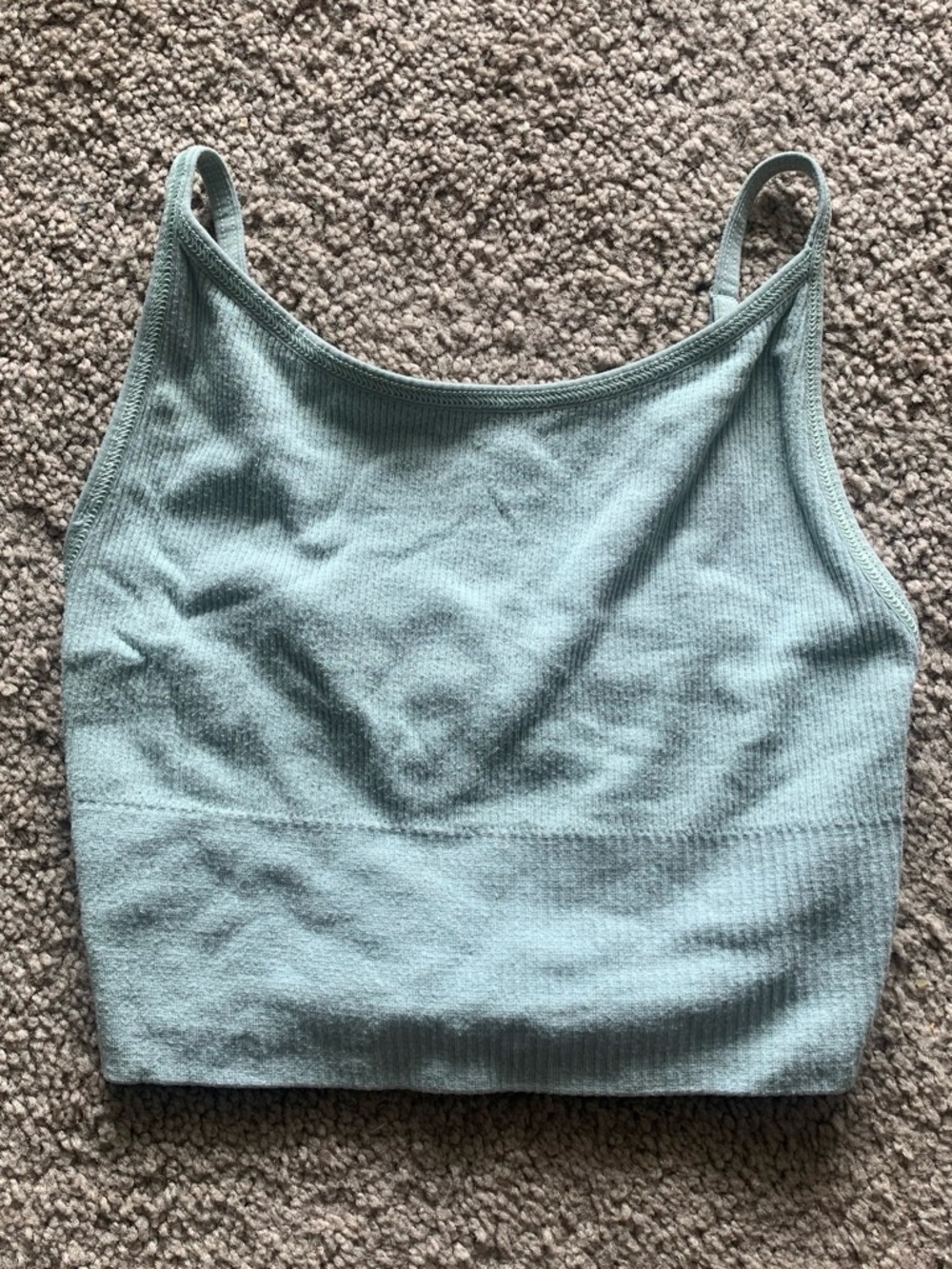& Other Stories Light Teal Ribbed Crop Tank